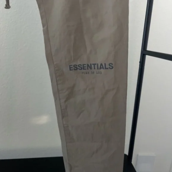 FEAR OF GOD ESSENTIALS | Nylon Cotton Satin Track Pants in Dust/Taupe | Size XS - Picture 7 of 13